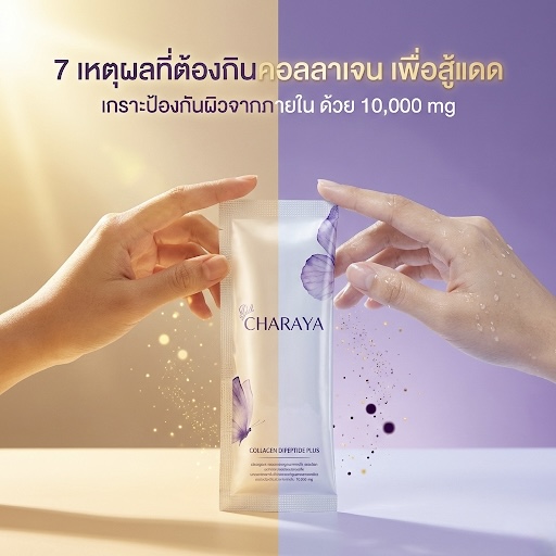 คอลลาเจนสู้แดด, กันแดดแบบกิน, ฟื้นฟูผิวไหม้แดด, Charaya Collagen, Astaxanthin, คอลลาเจนลดฝ้ากระ, วิธีทำให้ผิวใส, รีวิวบิวตี้ 2026, หน้าใสไร้ฝ้า, คอลลาเจนญี่ปุ่น