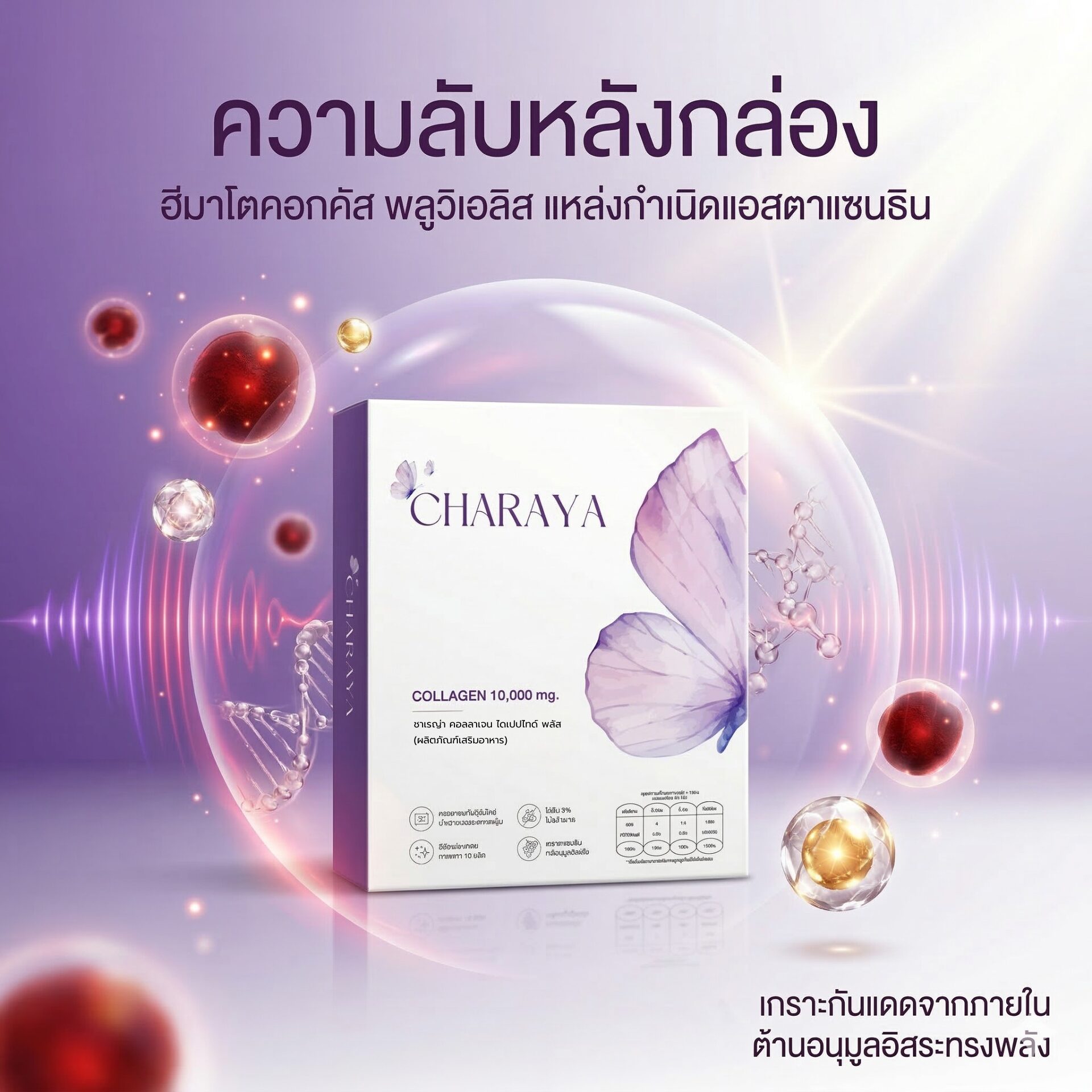ฮีมาโตคอกคัส พลูวิเอลิส, แอสตาแซนธิน 2%, Charaya Collagen Dipeptide Plus, คอลลาเจนบำรุงผิวและข้อต่อ, สารต้านอนุมูลอิสระ, สาหร่ายสีแดง, Astaxanthin, คอลลาเจนญี่ปุ่น 10,000 mg, ลดฝ้ากระ, บำรุงกระดูกอ่อน