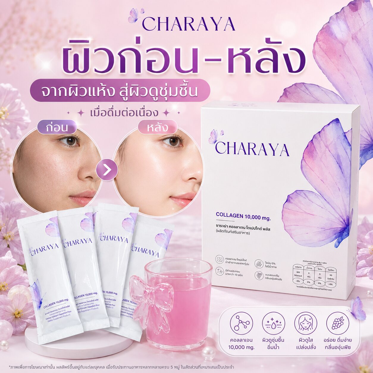ผิวสวยสุขภาพดี, ดูแลผิวจากภายใน, คอลลาเจน, คอลลาเจนไดเปปไทด์, คอลลาเจนเปปไทด์, ผิวชุ่มชื้น, ผิวอิ่มน้ำ, สุขภาพผิว, วิธีดูแลผิว, รูทีนดูแลผิว, ผลิตภัณฑ์เสริมอาหาร, Charaya, Charaya Collagen, Charaya Collagen Dipeptide Plus, ชาเรญ่า